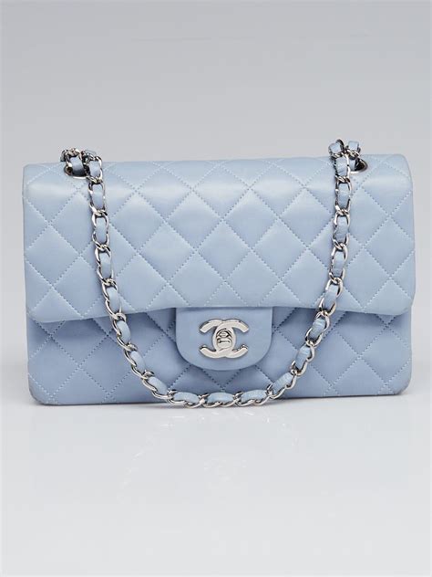 chanel mini flap blue with white interior bag